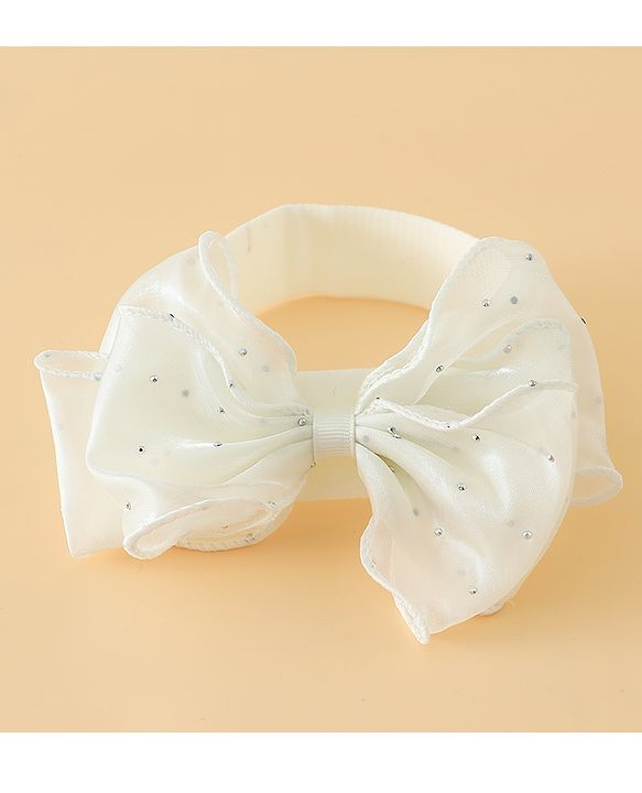 Babyhug Headbands Free Size With Bow & Floral Applique Pack Of 2 - White & Purple