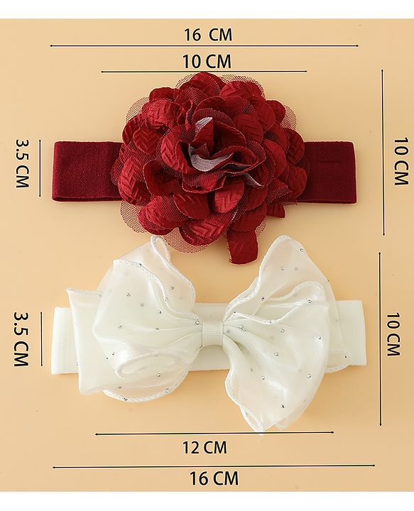 Babyhug Headbands Free Size With Bow & Floral Applique Pack Of 2 - White & Purple
