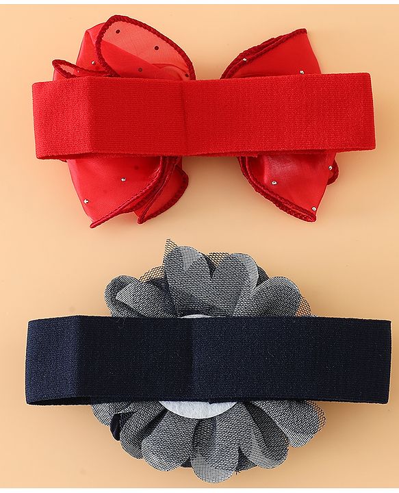 Babyhug Headbands Free Size With Bow & Floral Applique Pack Of 2 - White & Purple