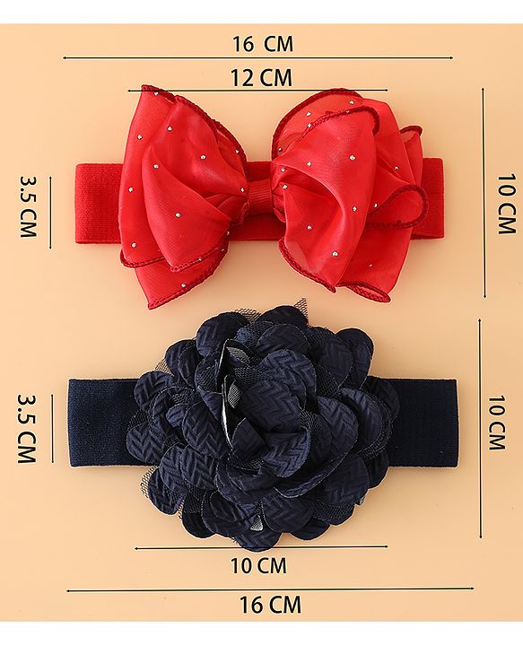 Babyhug Headbands Free Size With Bow & Floral Applique Pack Of 2 - White & Purple