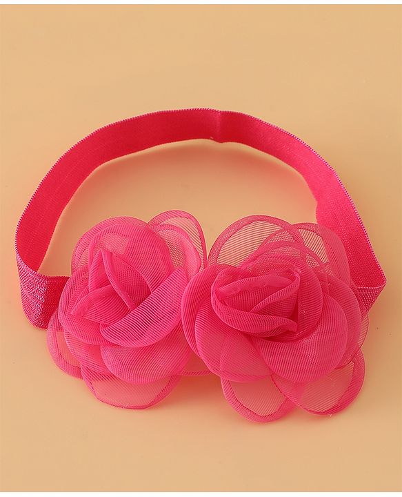 Babyhug Headbands Free Size With Floral Applique Pack Of 2 - White & Red