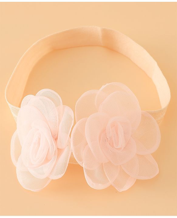 Babyhug Headbands Free Size With Floral Applique Pack Of 2 - White & Red