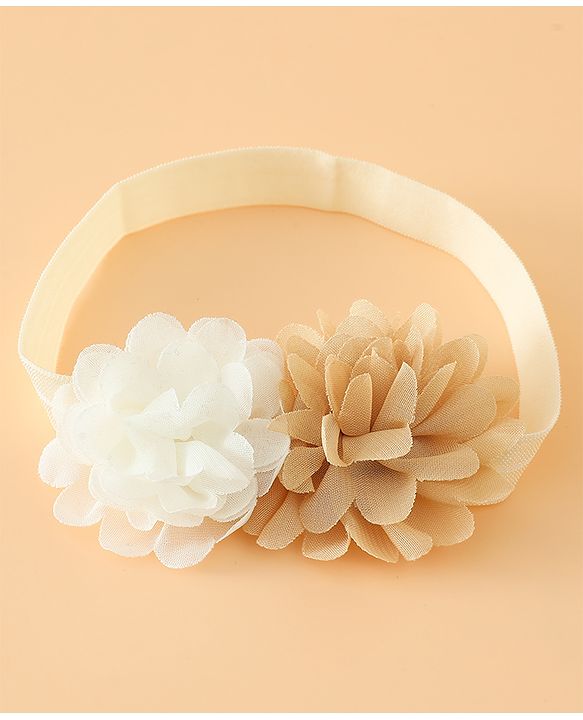 Babyhug Headbands Free Size With Bow & Floral Applique Pack Of 2 - Pink & White