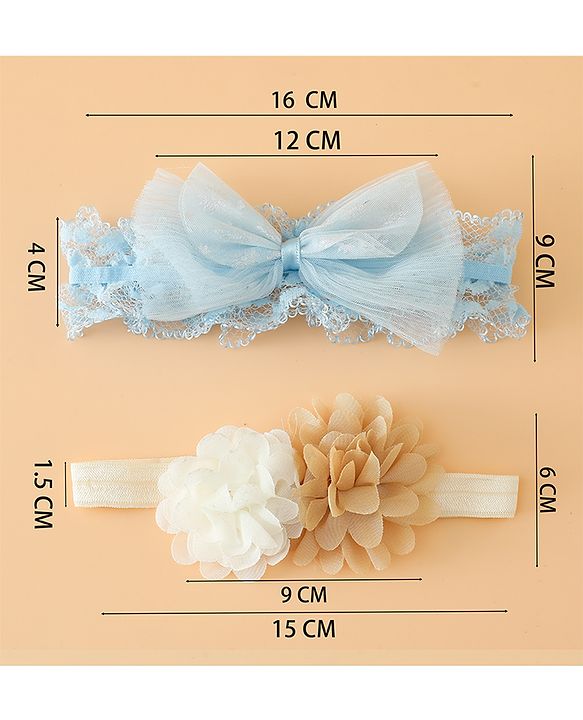 Babyhug Headbands Free Size With Bow & Floral Applique Pack Of 2 - Pink & White