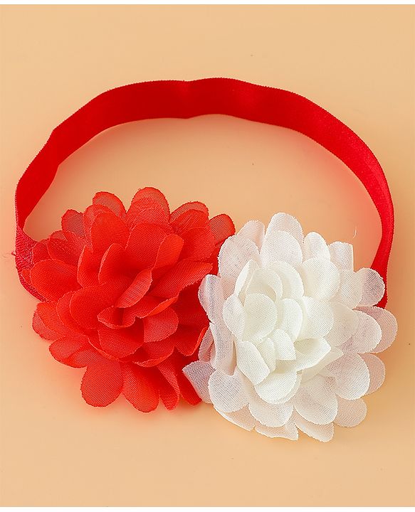 Babyhug Headbands Free Size With Bow & Floral Applique Pack Of 2 - Pink & White