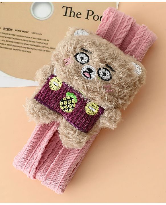 Babyhug Headband Free Size with Embroiderd Bear Applique - Pink