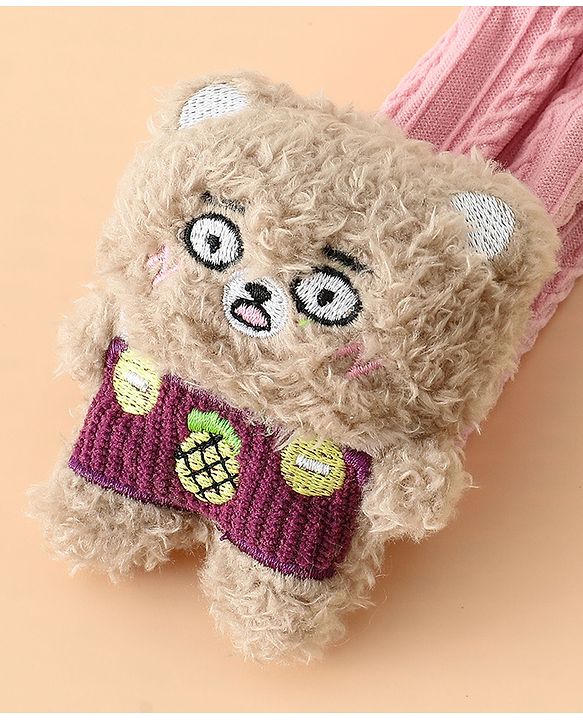 Babyhug Headband Free Size with Embroiderd Bear Applique - Pink