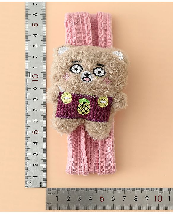 Babyhug Headband Free Size with Embroiderd Bear Applique - Pink