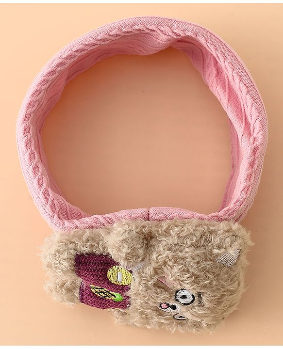 Babyhug Headband Free Size with Embroiderd Bear Applique - Pink