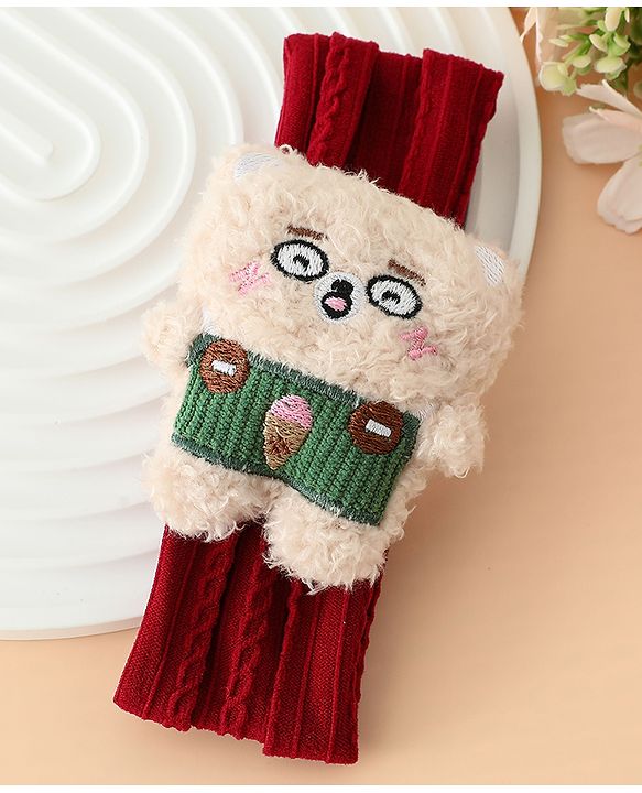 Babyhug Headband Free Size with Embroiderd Bear Applique - Pink