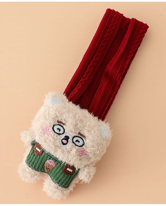 Babyhug Headband Free Size with Embroiderd Bear Applique - Pink