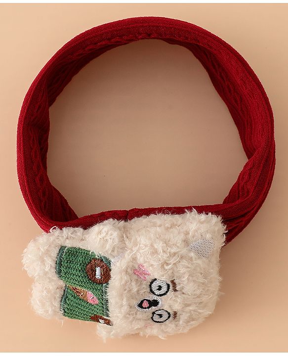 Babyhug Headband Free Size with Embroiderd Bear Applique - Pink