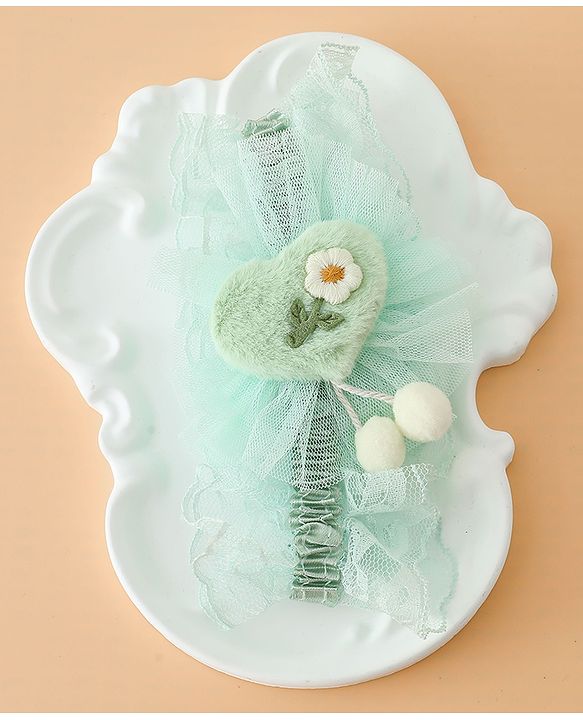 Babyhug Headband With Floral Applique - Green