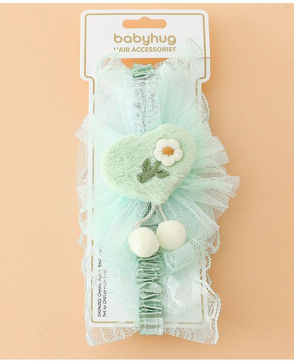 Babyhug Headband With Floral Applique - Green