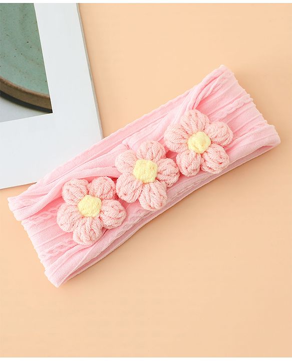 Babyhug Floral Embellished Stretchable Headband - Pink