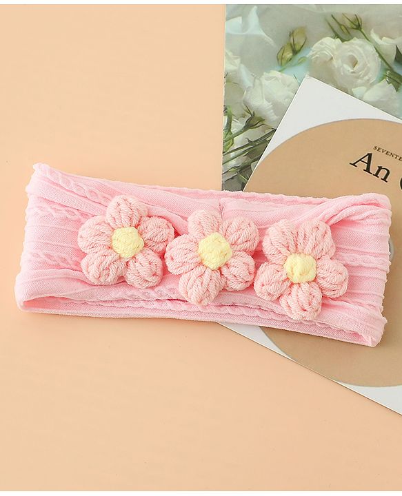 Babyhug Floral Embellished Stretchable Headband - Pink