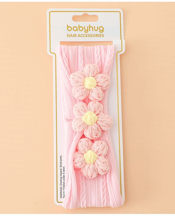 Babyhug Floral Embellished Stretchable Headband - Pink