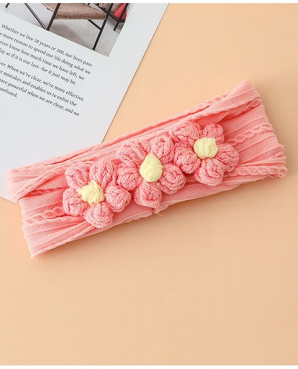 Babyhug Floral Embellished Stretchable Headband - Pink