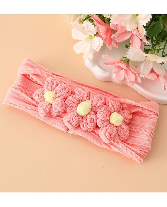 Babyhug Floral Embellished Stretchable Headband - Pink