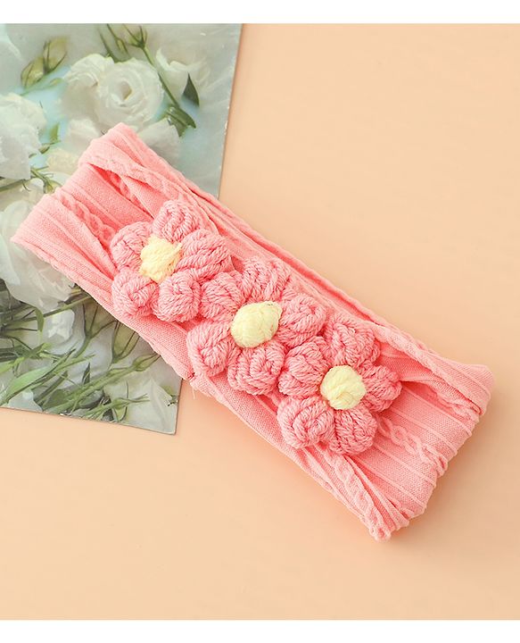 Babyhug Floral Embellished Stretchable Headband - Pink