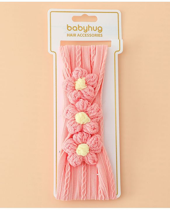 Babyhug Floral Embellished Stretchable Headband - Pink