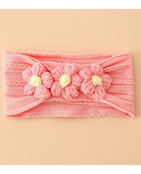 Babyhug Floral Embellished Stretchable Headband - Pink