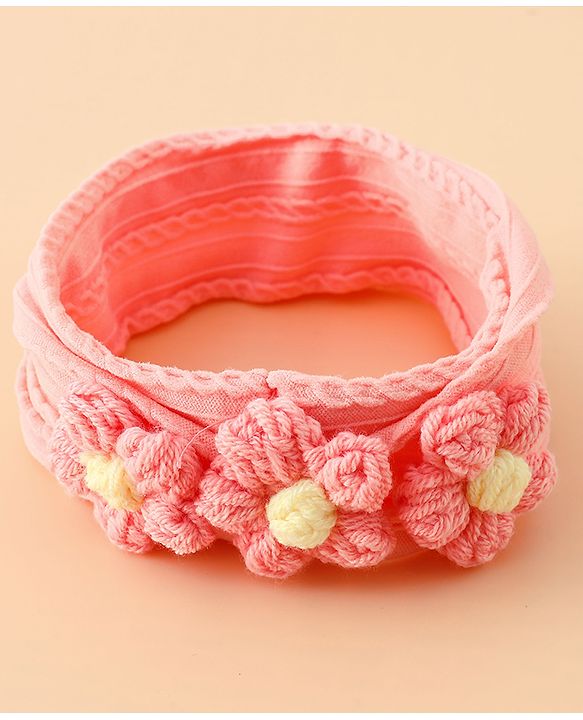 Babyhug Floral Embellished Stretchable Headband - Pink