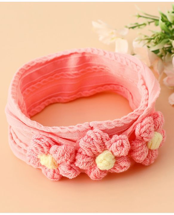 Babyhug Floral Embellished Stretchable Headband - Pink