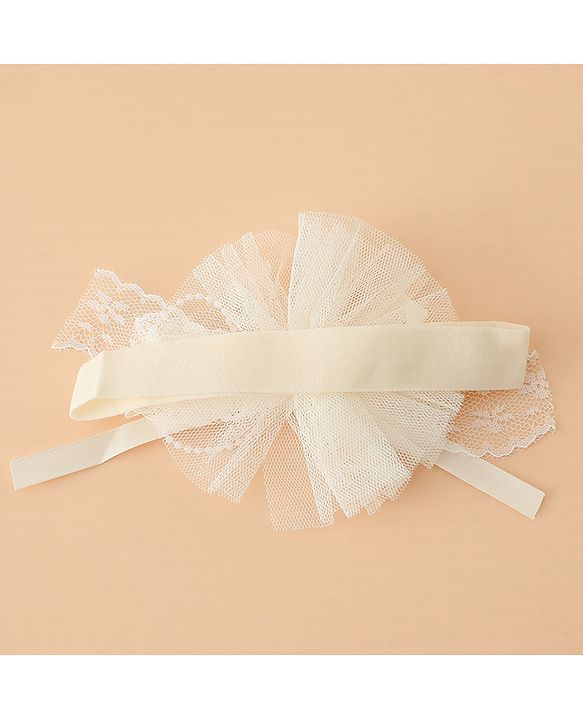 Babyhug Headband With Lace Bow Detailing & Pearl Applique Free Size - Pink