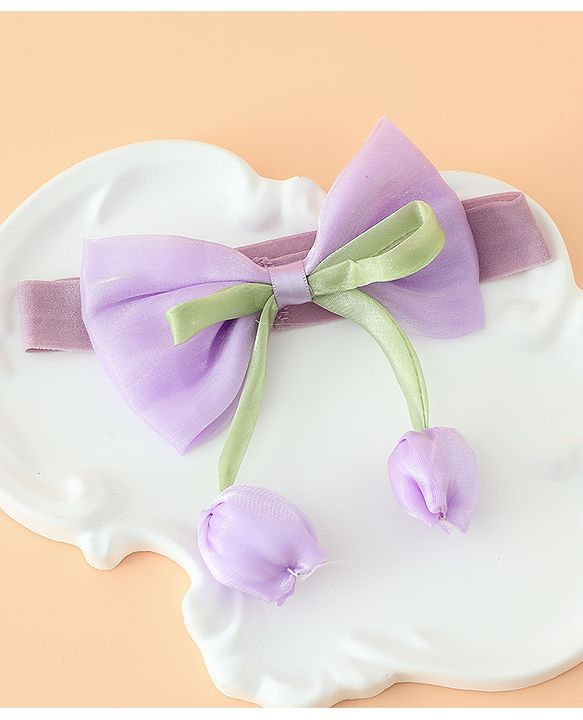 Babyhug Headband With Bow & Tulip Applique - Purple