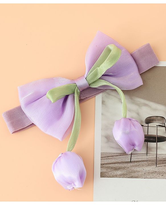 Babyhug Headband With Bow & Tulip Applique - Purple