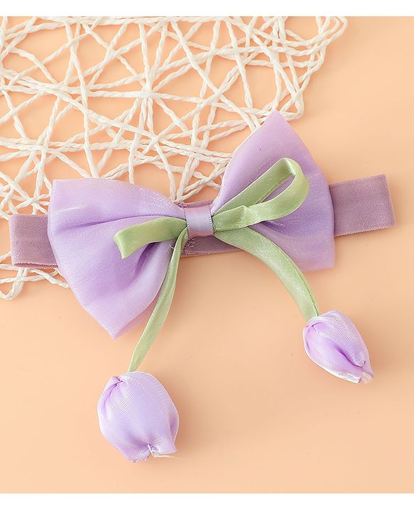 Babyhug Headband With Bow & Tulip Applique - Purple