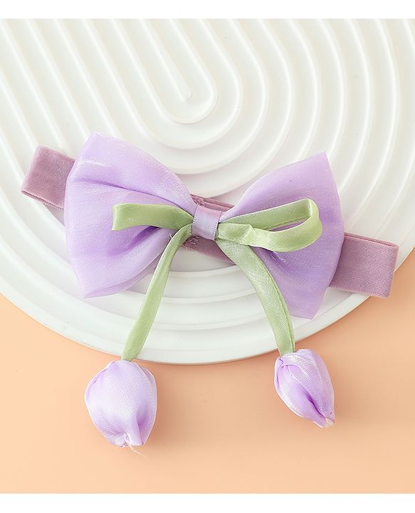 Babyhug Headband With Bow & Tulip Applique - Purple