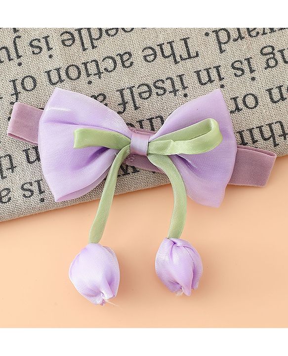 Babyhug Headband With Bow & Tulip Applique - Purple