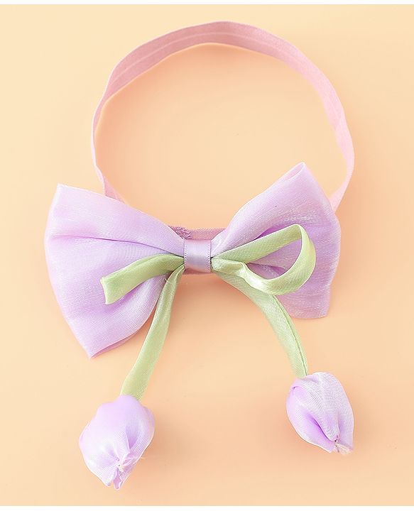 Babyhug Headband With Bow & Tulip Applique - Purple