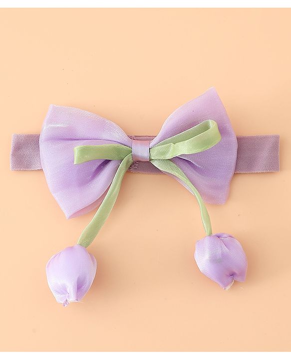 Babyhug Headband With Bow & Tulip Applique - Purple