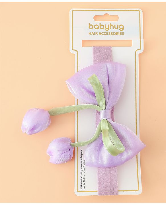 Babyhug Headband With Bow & Tulip Applique - Purple