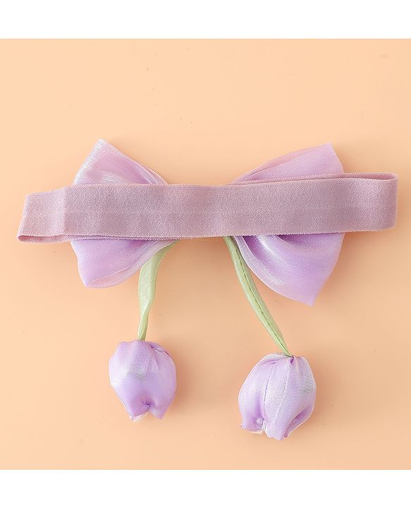 Babyhug Headband With Bow & Tulip Applique - Purple