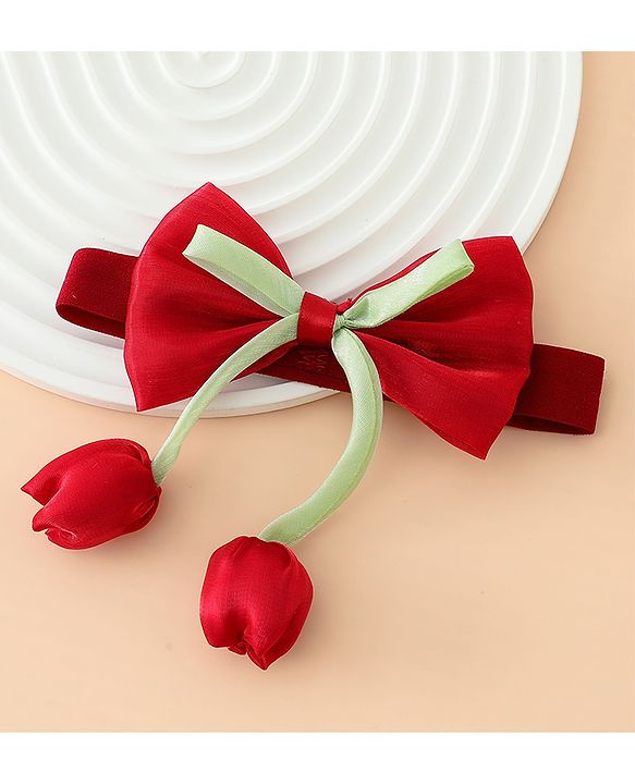 Babyhug Headband With Bow & Tulip Applique - Purple