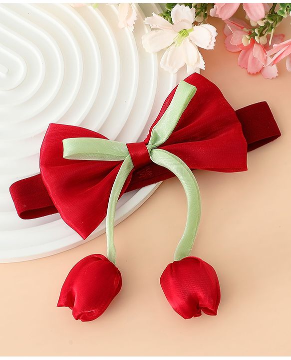 Babyhug Headband With Bow & Tulip Applique - Purple
