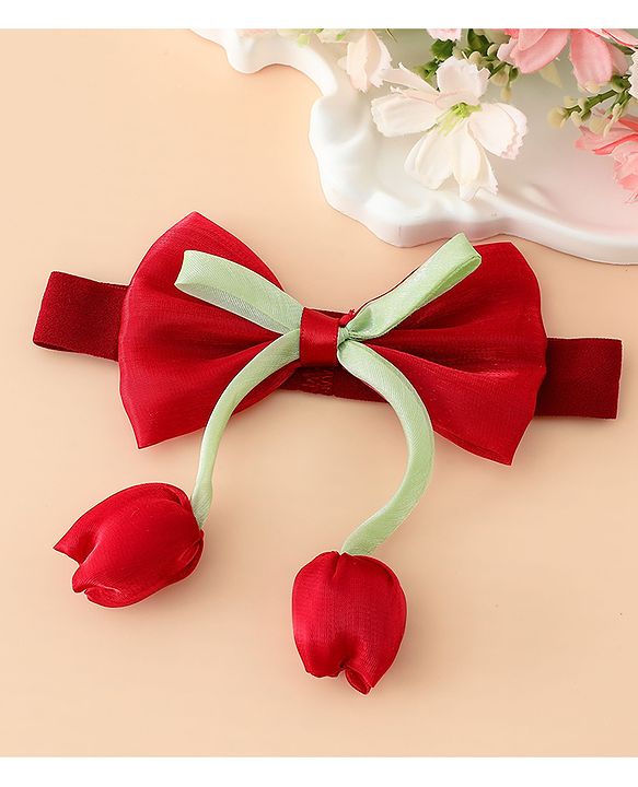 Babyhug Headband With Bow & Tulip Applique - Purple
