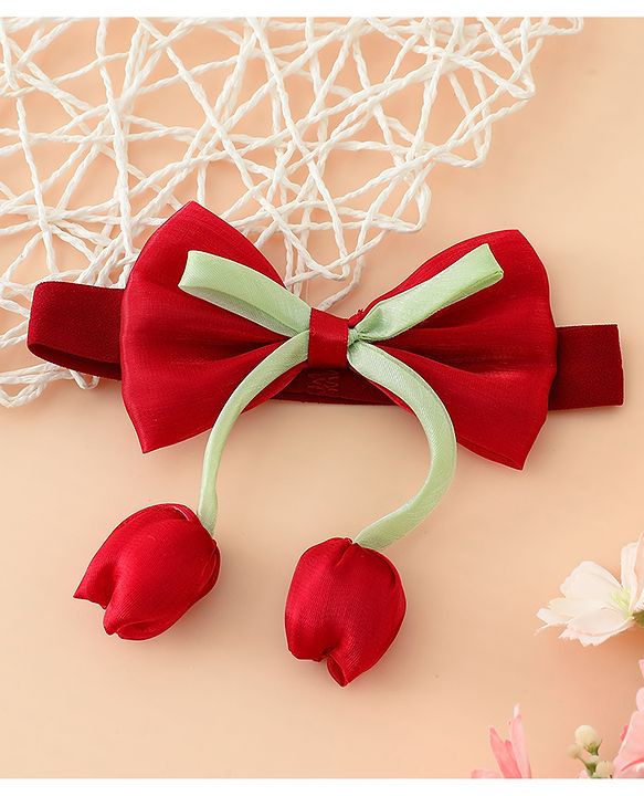 Babyhug Headband With Bow & Tulip Applique - Purple