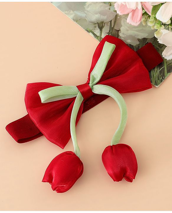 Babyhug Headband With Bow & Tulip Applique - Purple