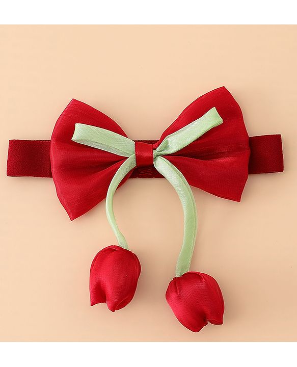 Babyhug Headband With Bow & Tulip Applique - Purple