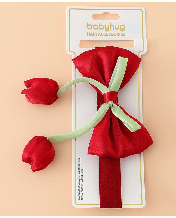 Babyhug Headband With Bow & Tulip Applique - Purple