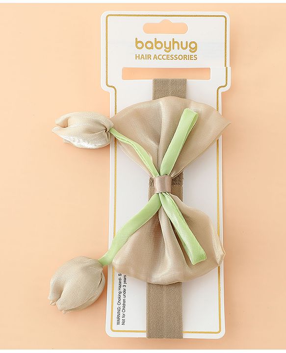 Babyhug Headband With Bow & Tulip Applique - Purple