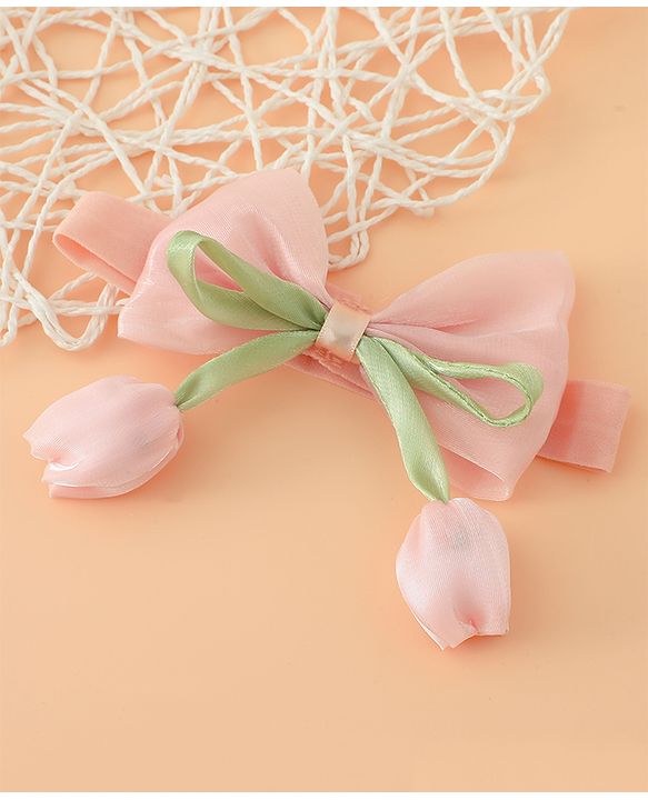 Babyhug Headband With Bow & Tulip Applique - Purple