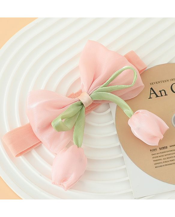 Babyhug Headband With Bow & Tulip Applique - Purple