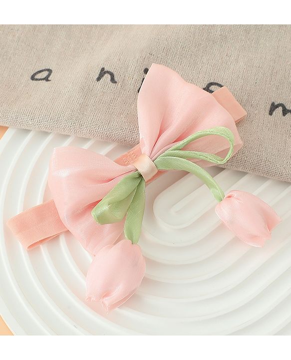 Babyhug Headband With Bow & Tulip Applique - Purple