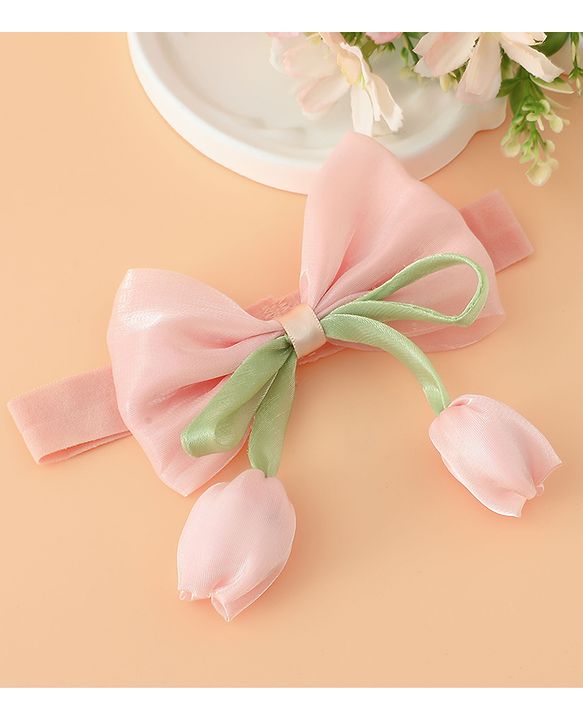 Babyhug Headband With Bow & Tulip Applique - Purple